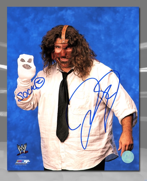 Mick Foley Autographed Mankind With Socko Wrestling 8x10 Photo