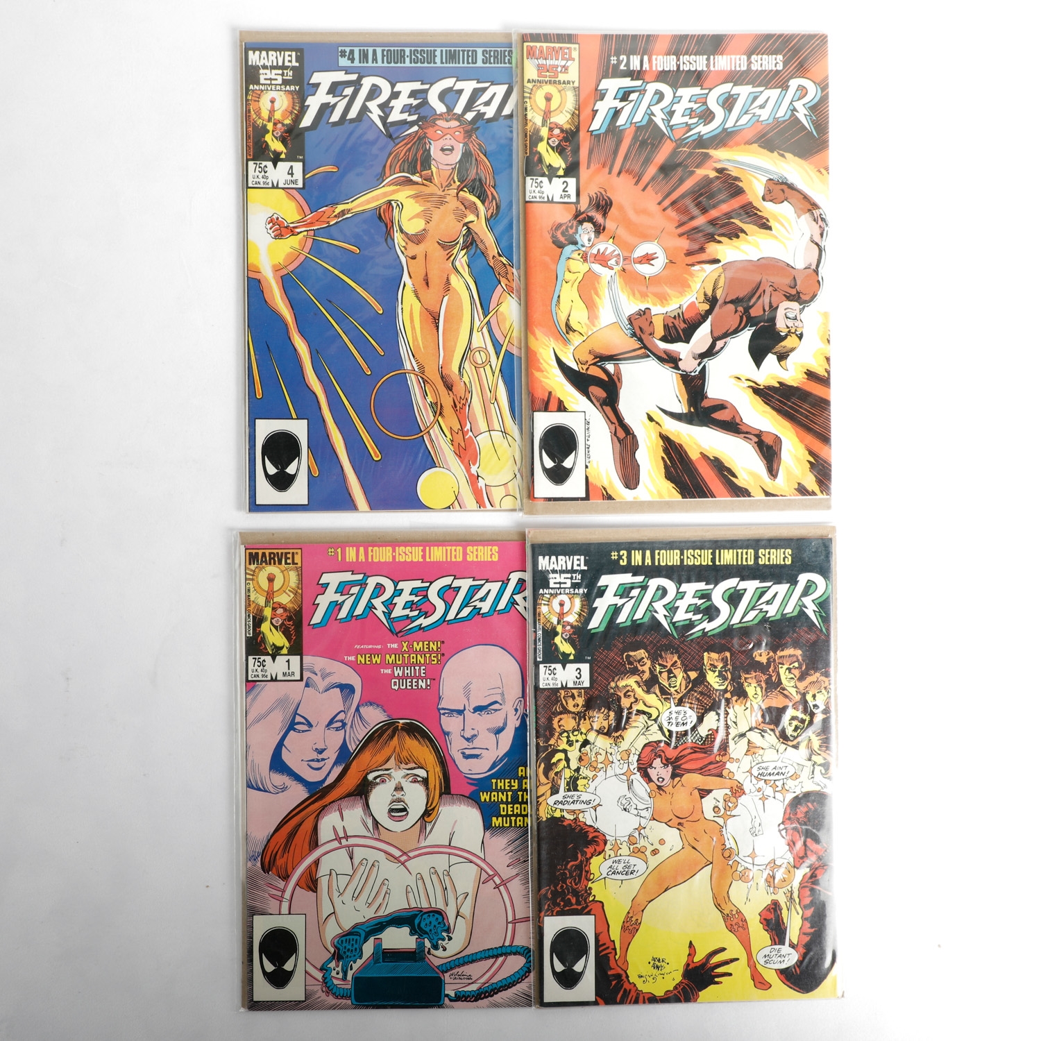 1985 Marvel Firestar Mini Series Comic Book Lot Of Four Issues #1-#4