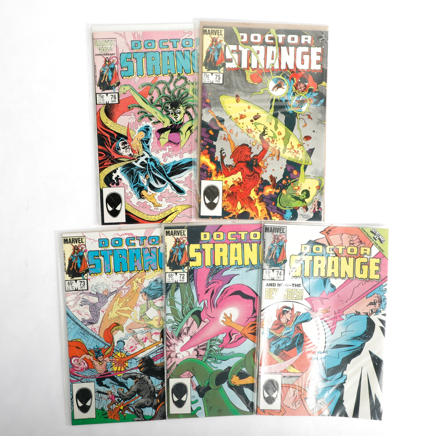 1985 Marvel Doctor Strange Comic Book Lot Of Five Issues #72-#76