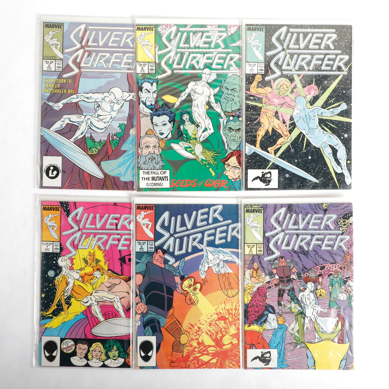 1987 Marvel Silver Surfer Comic Book Lot Of Six Issues #1-#6