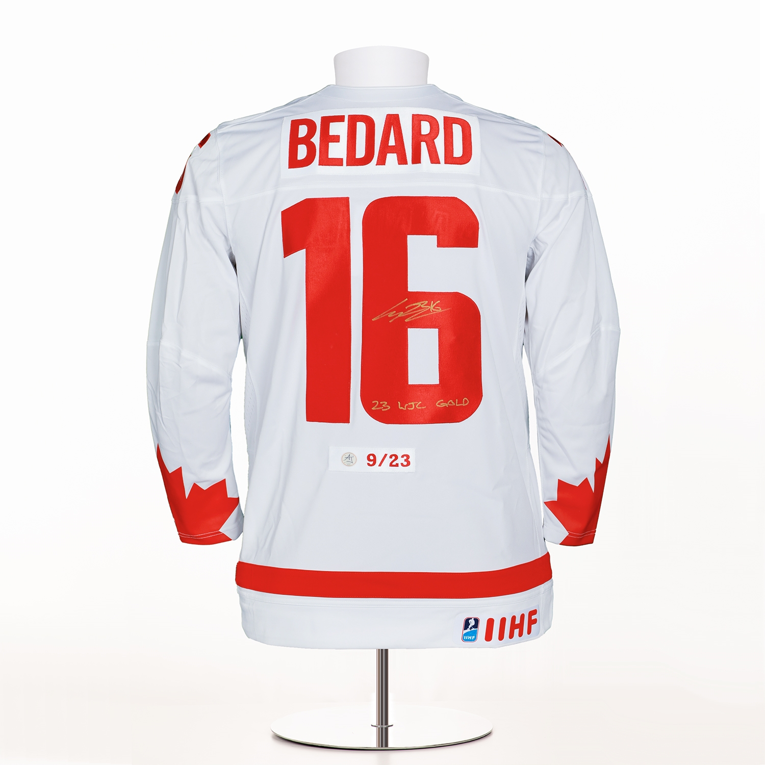 Connor Bedard Team Canada Signed & Inscribed World Jr Gold Nike Jersey #9/23