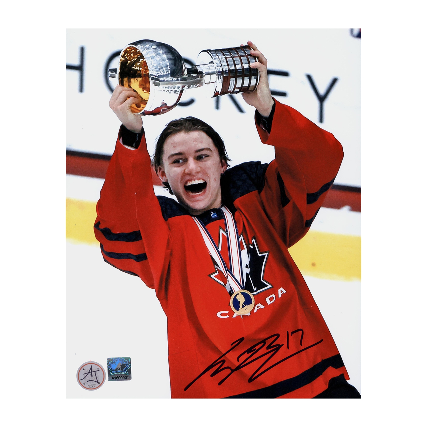 Connor McDavid Autographed Team Canada World Jr Hockey 8x10 Photo