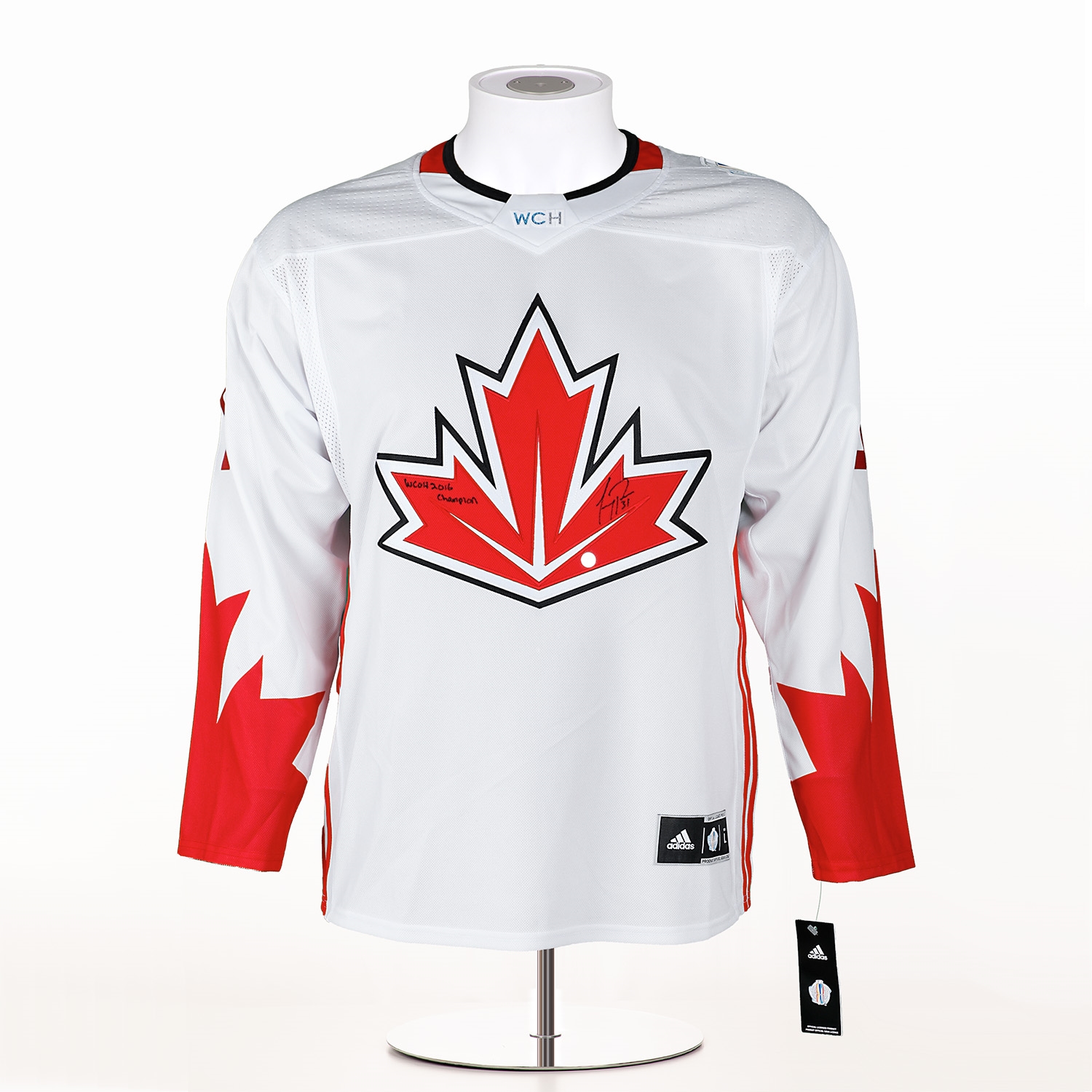 Carey Price Signed 2016 World Cup Of Hockey Canada Adidas Jersey With Champ Note