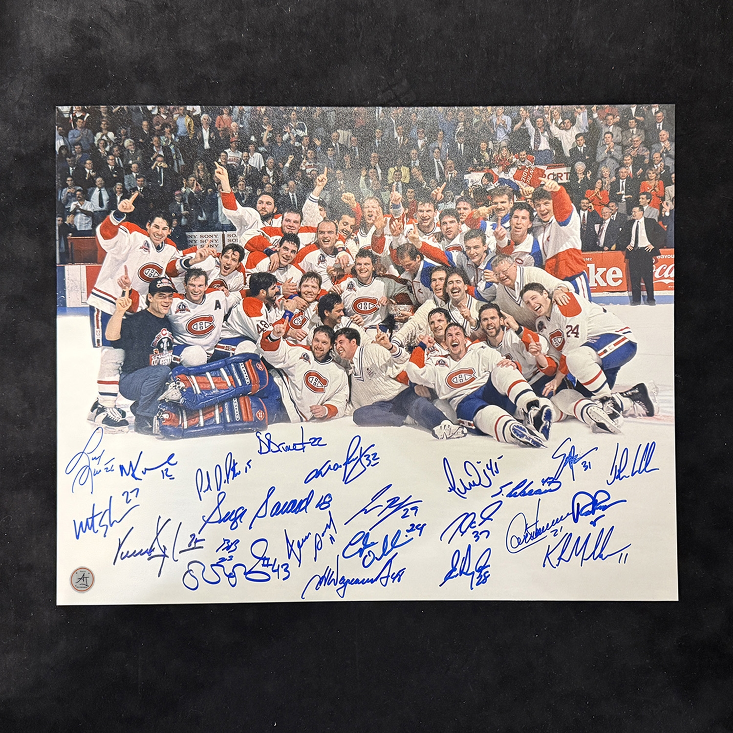 Montreal Canadiens 1993 Stanley Cup Champions Team Signed 16x20 Photo (Flawed)