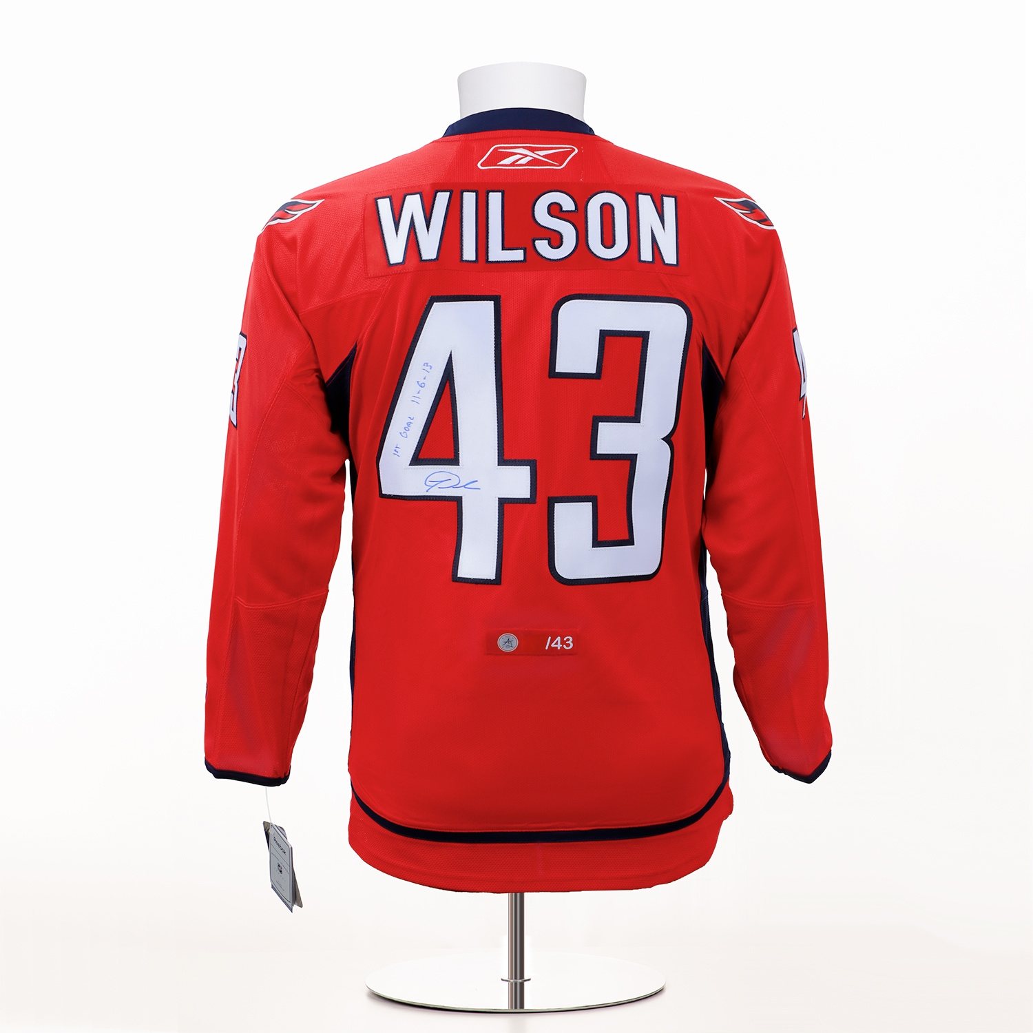 Tom Wilson Washington Capitals Signed & Dated 1st Goal Reebok Jersey #1/43