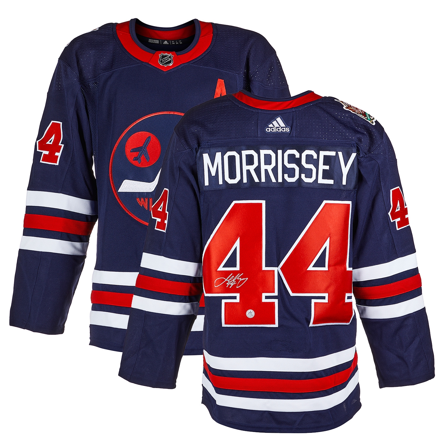 Josh Morrissey Signed Winnipeg Jets 2019 Heritage Classic adidas Jersey