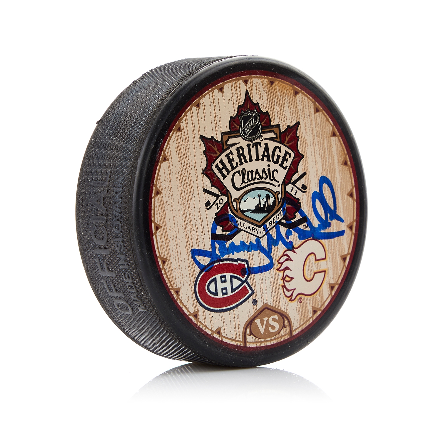 Lanny McDonald Signed 2011 Calgary Flames Heritage Classic Puck