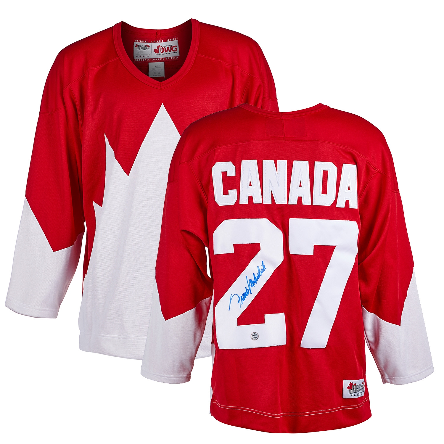 Frank Mahovlich Signed Team Canada Red 1972 Summit Series Jersey