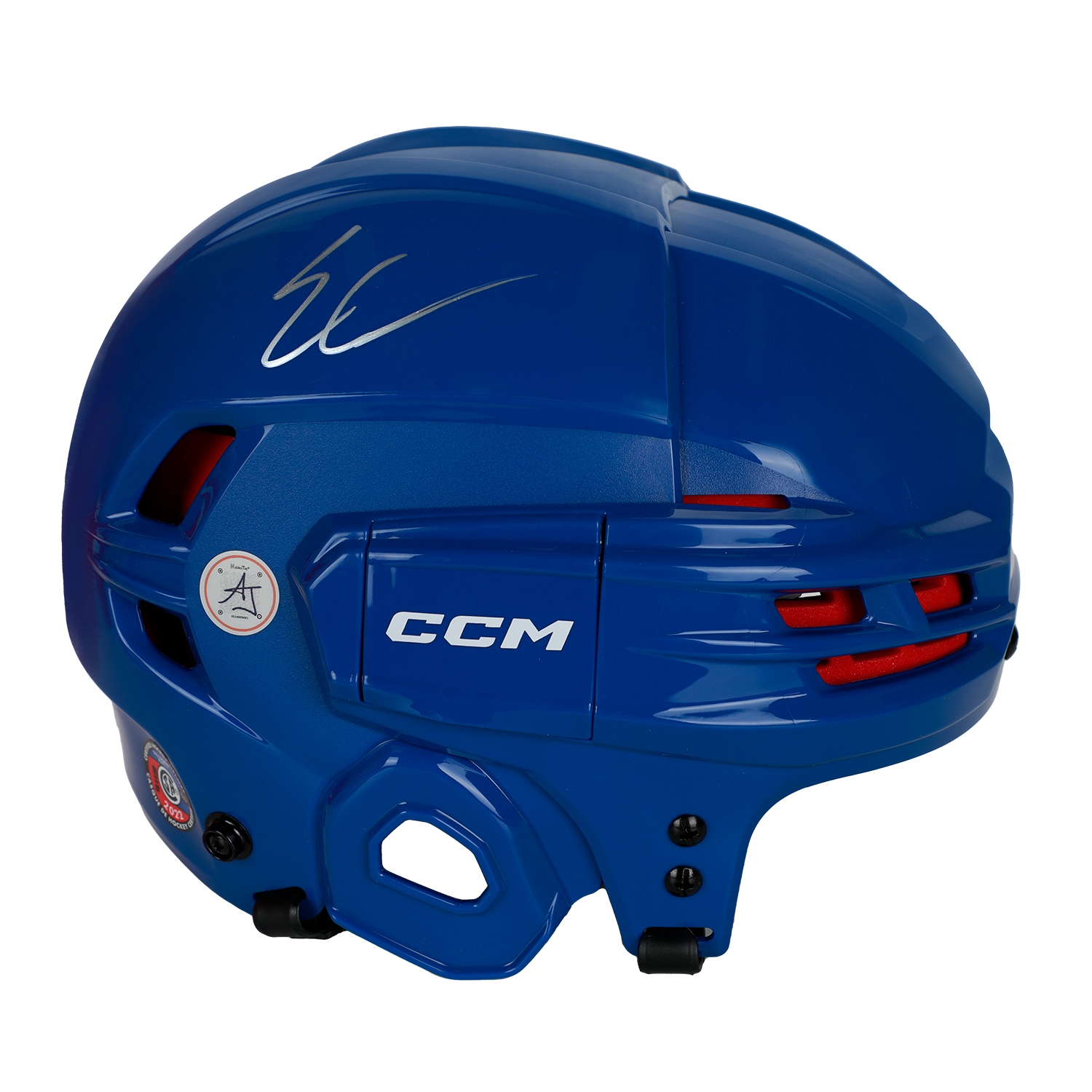 Easton Cowan Autographed Royal Blue CCM Hockey Helmet