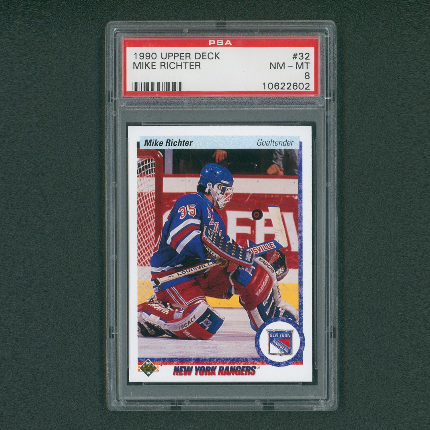 1990-91 Upper Deck #32 Mike Richter Rookie Card - PSA 8 NM-MT