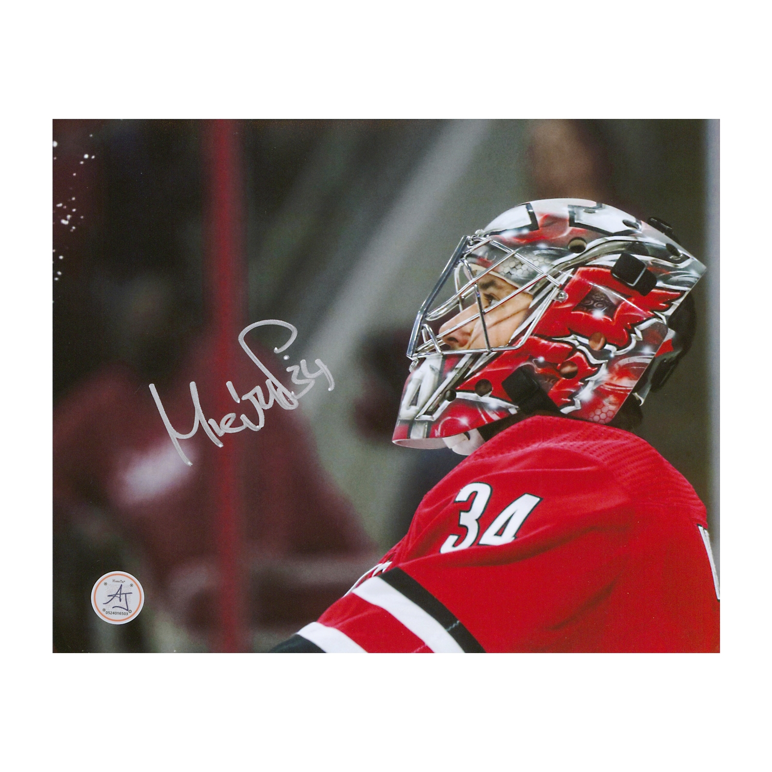 Petr Mrazek Signed Carolina Hurricanes Goalie Mask Profile 8x10 Photo