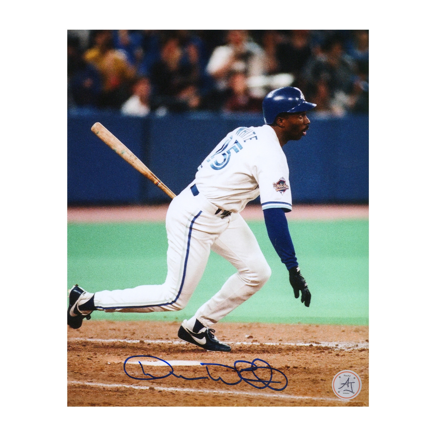 Devon White Autographed Toronto Blue Jays Batting 8x10 Photo