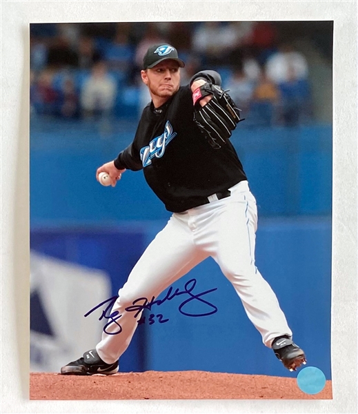 Roy Halladay Toronto Blue Jays Autographed Pitching 8x10 Photo