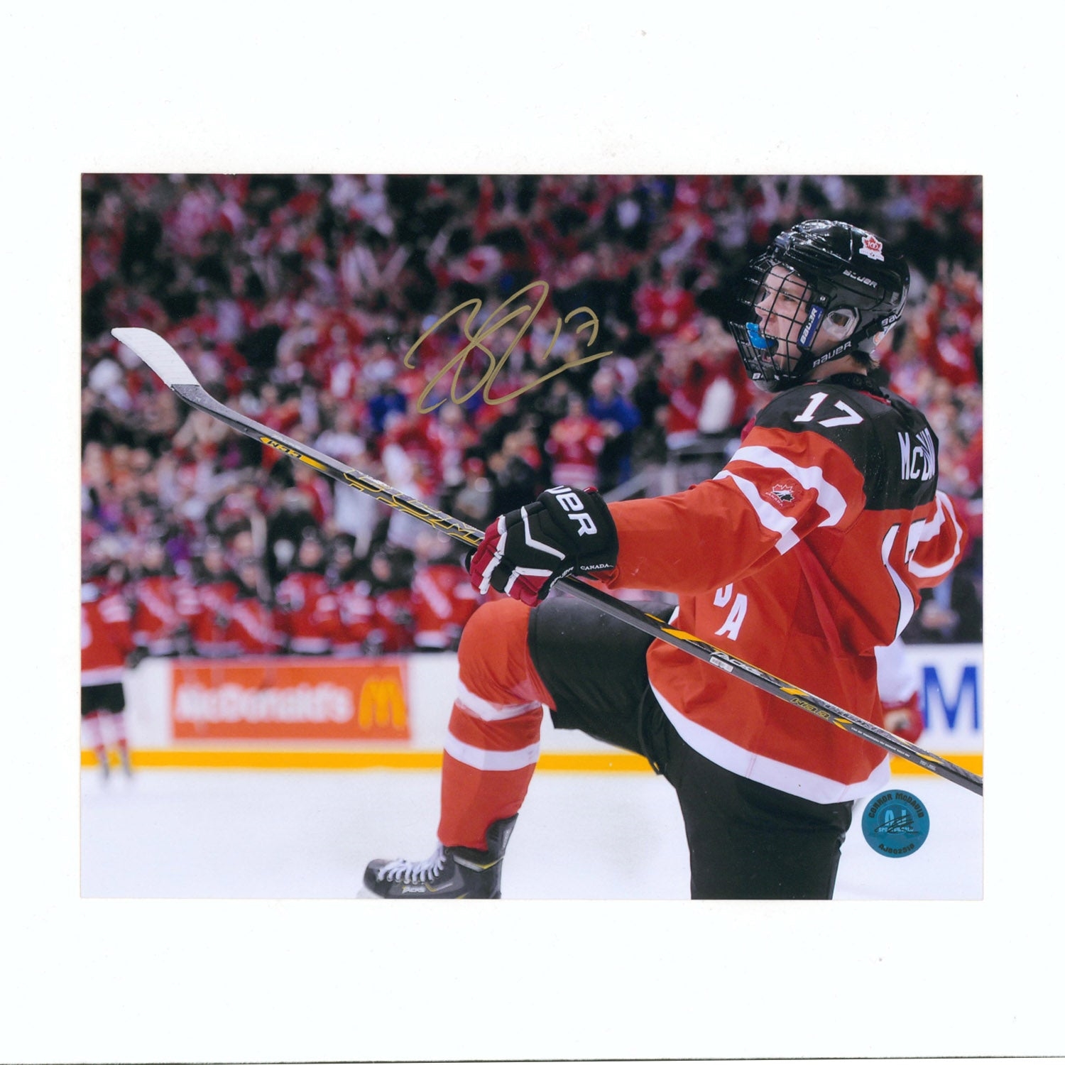 Connor McDavid Team Canada Autographed World Junior Hockey 8x10 Photo