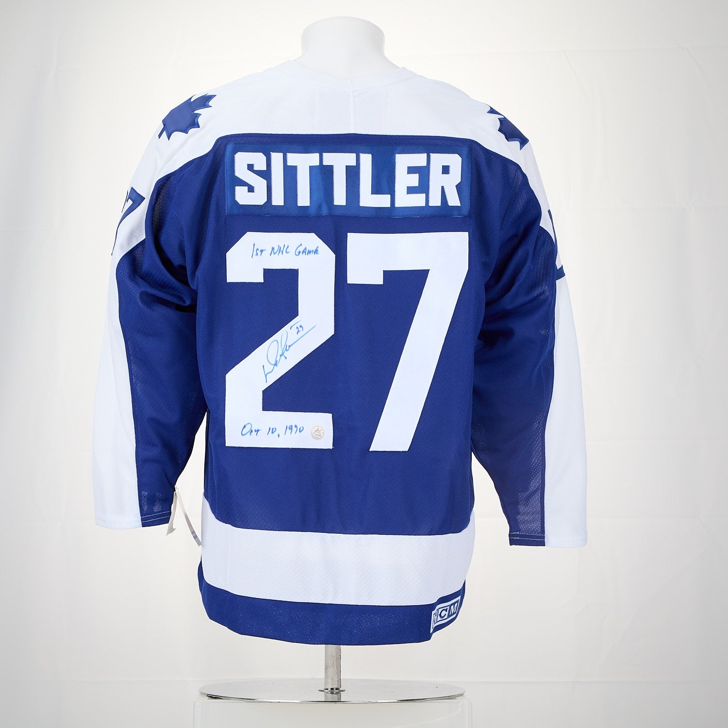 Darryl Sittler Toronto Maple Leafs Signed & Dated 1st Game Vintage CCM Jersey