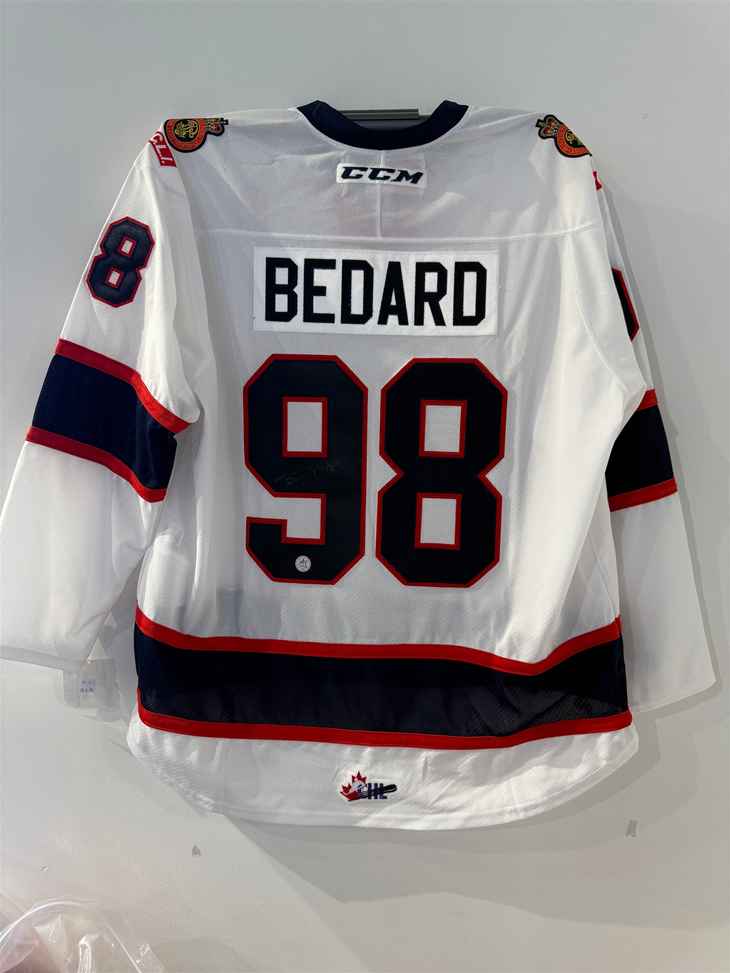 Connor Bedard Signed Regina Pats White Replica CCM Hockey Jersey (Flawed)