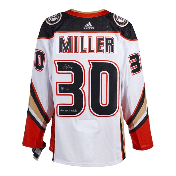 Ryan Miller Anaheim Ducks Signed & Dated Last Game adidas Jersey #/30