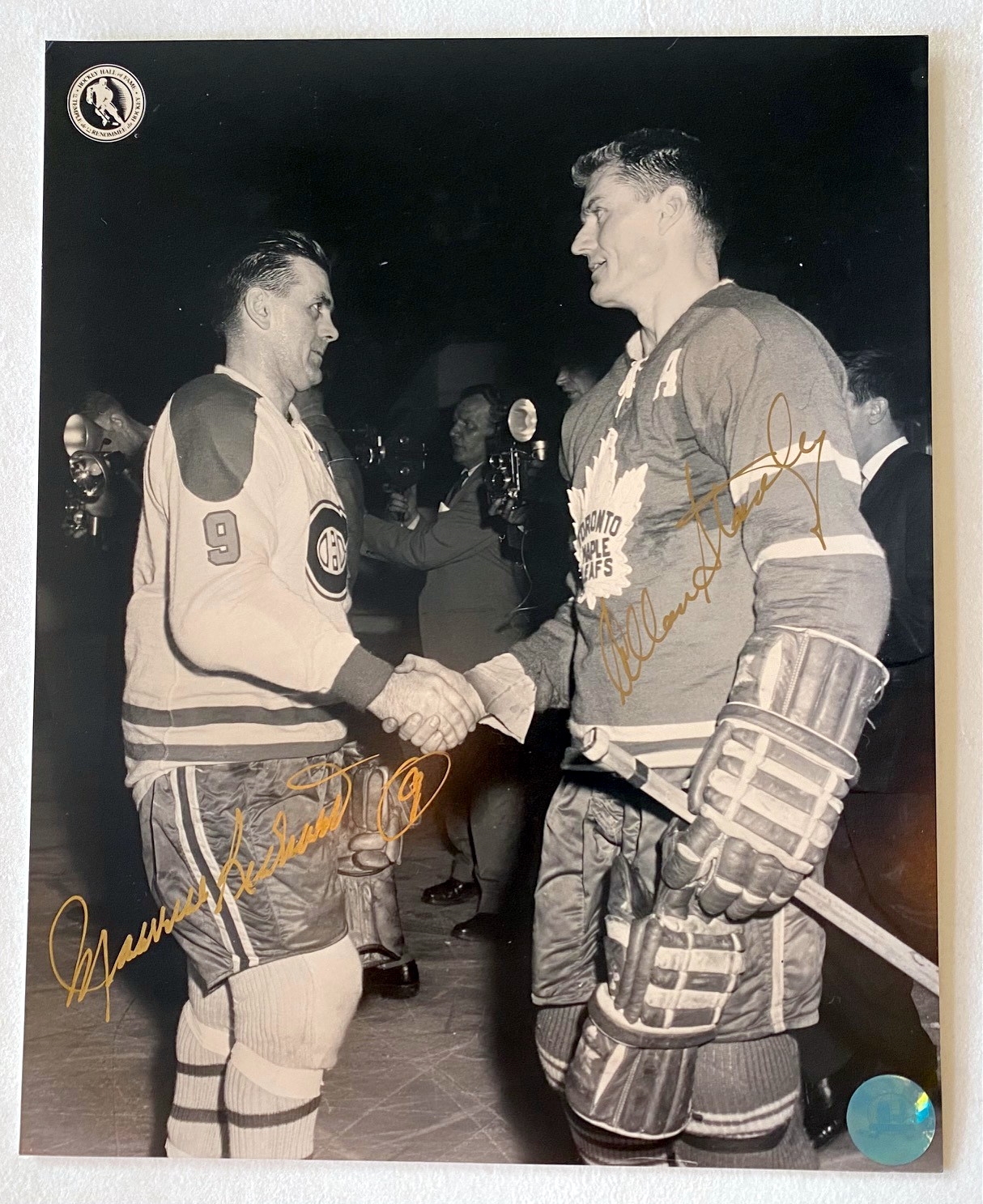 Maurice Richard & Allan Stanley Dual Signed Original Six 8x10 Photo