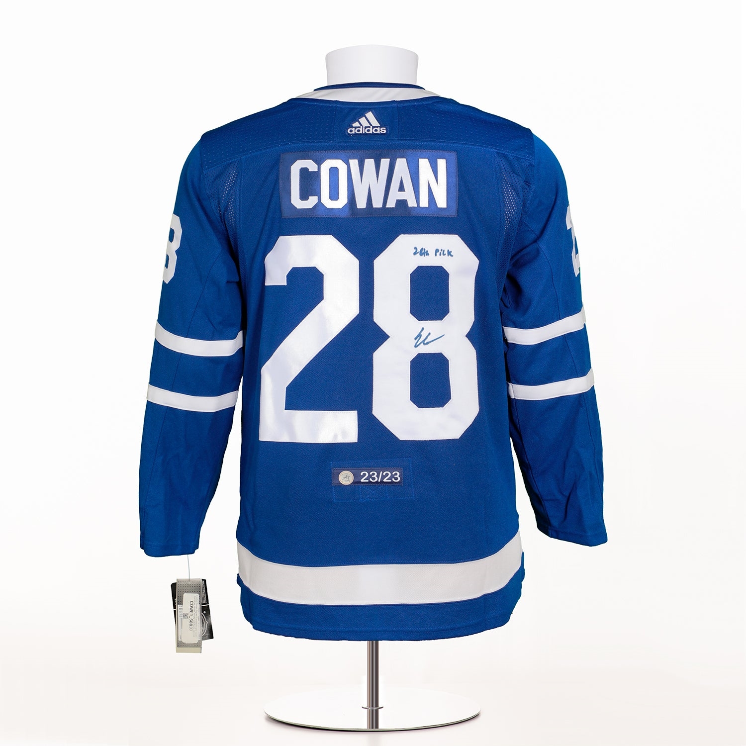 Easton Cowan Signed Toronto Maple Leafs Draft Day adidas Jersey with Note #23/23