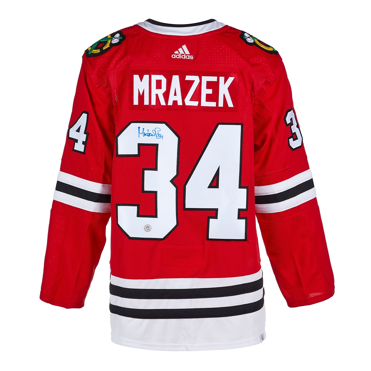 Petr Mrazek Autographed Chicago Blackhawks Red adidas Jersey