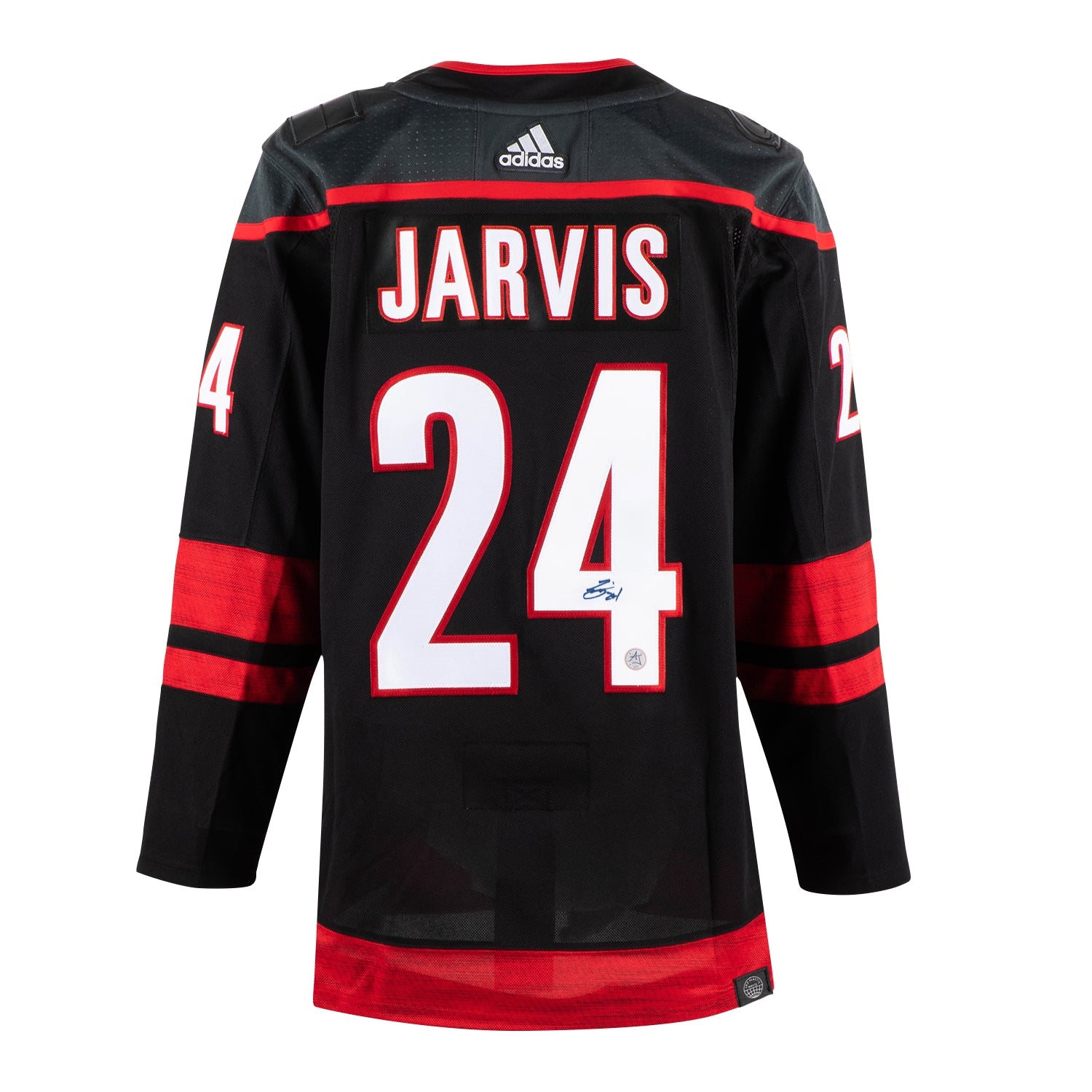 Seth Jarvis Signed Carolina Hurricanes Black adidas Jersey