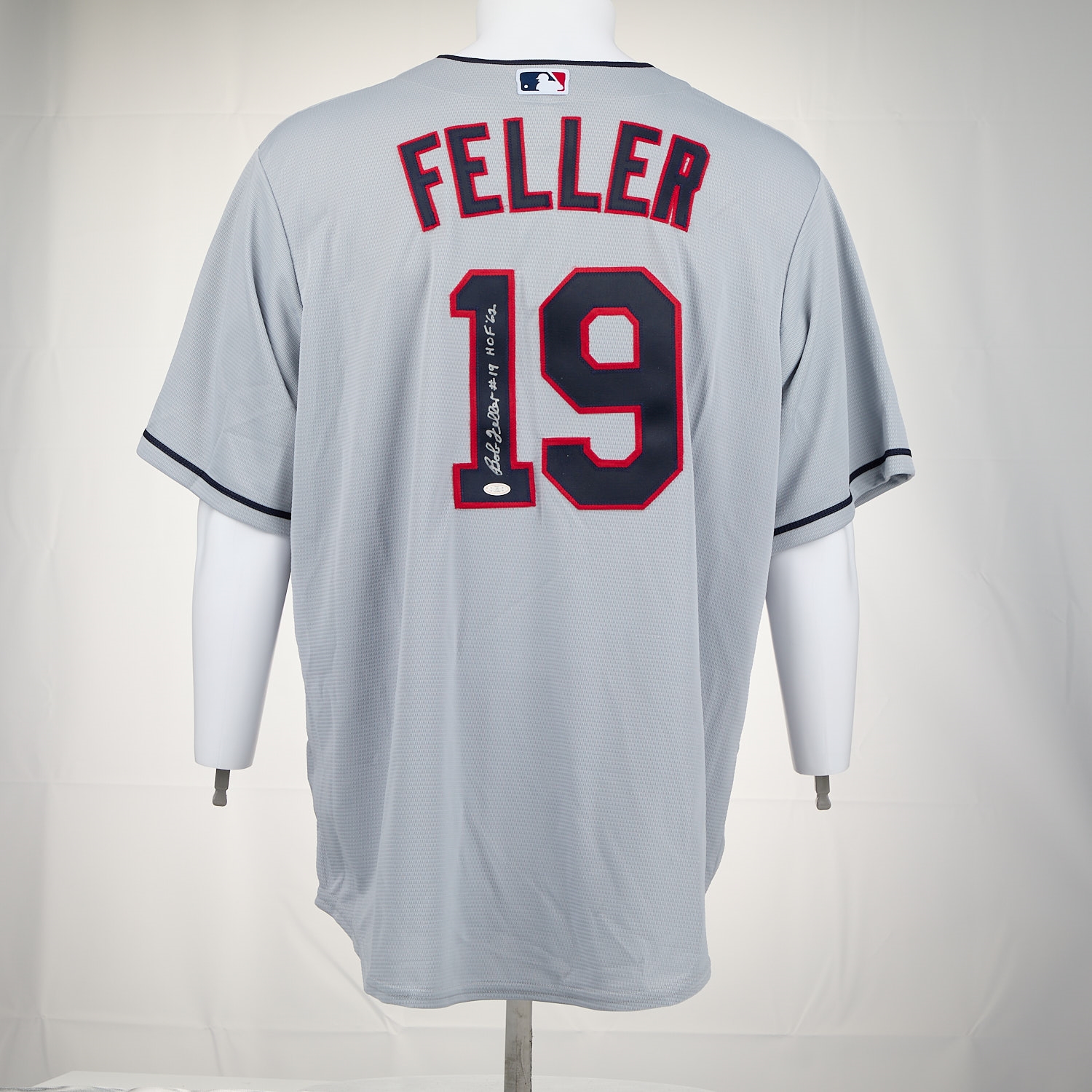 Bob Feller Autographed Cleveland Indians Grey Majestic Jersey