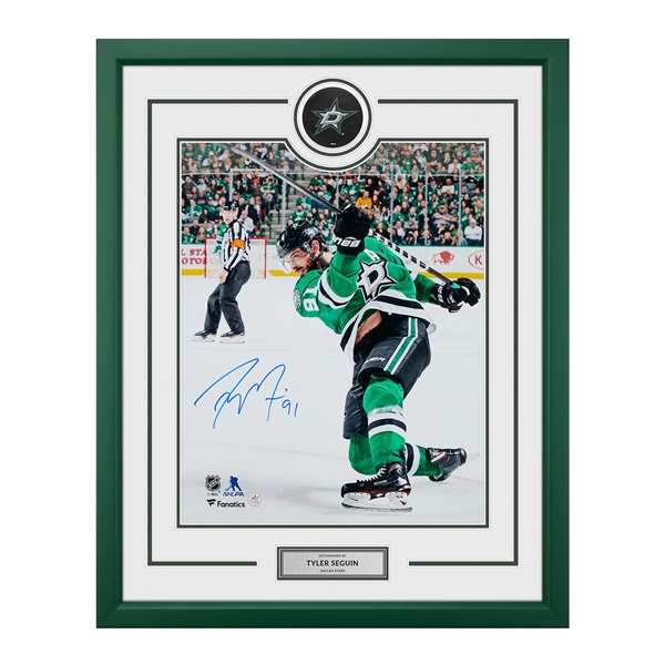 Tyler Seguin Autographed Dallas Stars Puck Logo 26x32 Frame