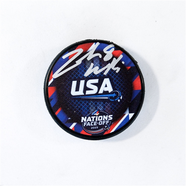 Zach Werenski Signed Team USA NHL 4 Nations Face-Off Hockey Puck