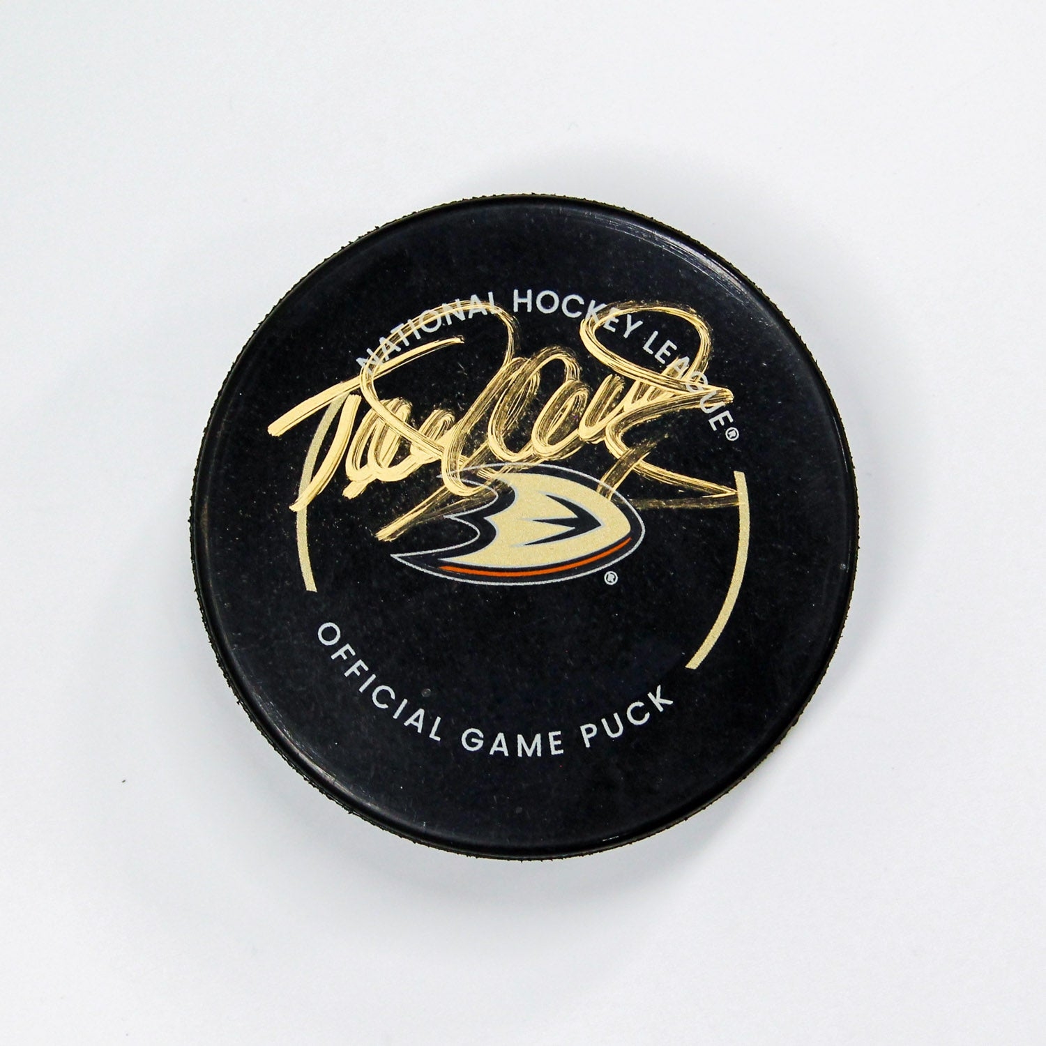 Teemu Selanne Autographed Anaheim Ducks Official Game Puck (Flawed)