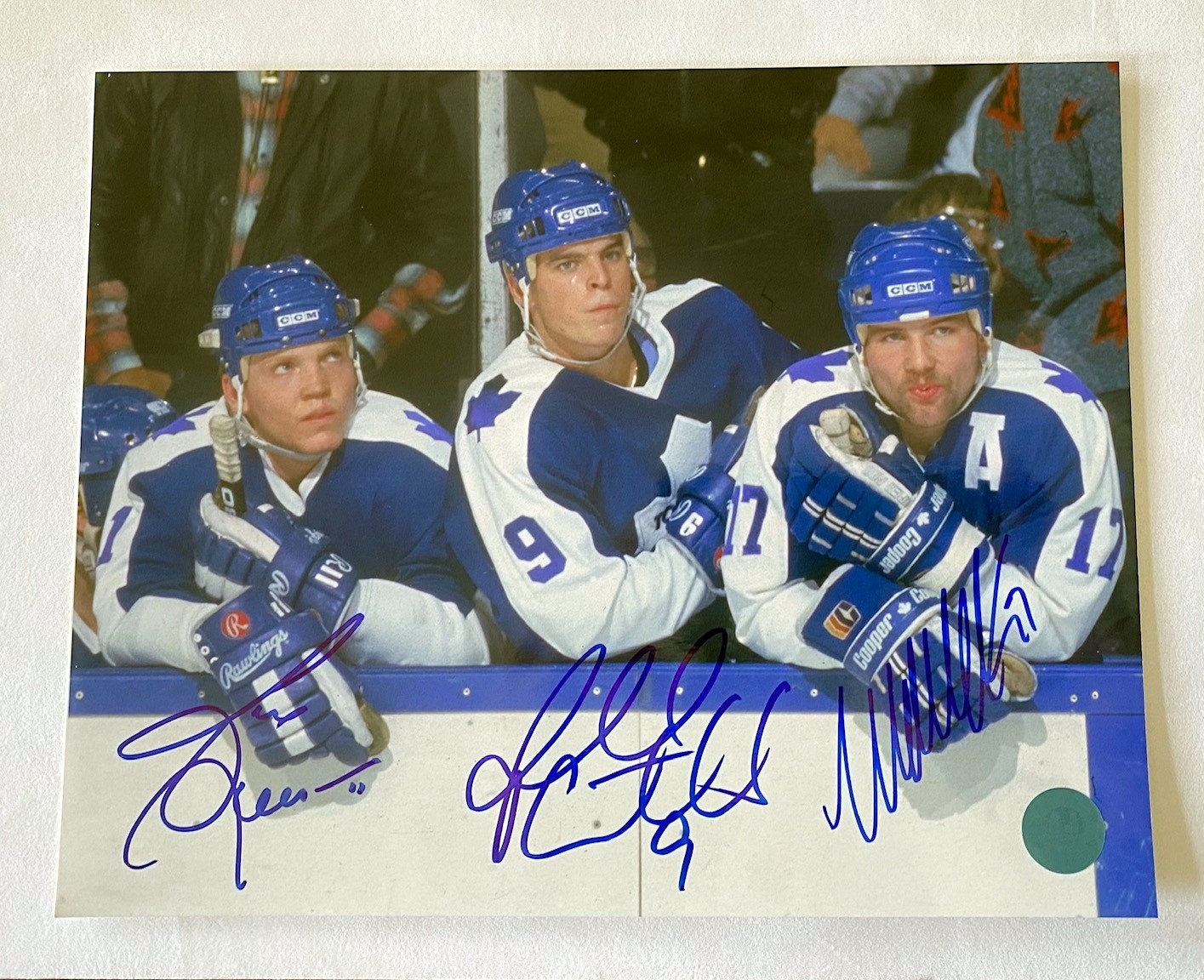 Maple Leafs Hound Line: Leeman, Courtnall & Clark Signed 8x10 Photo