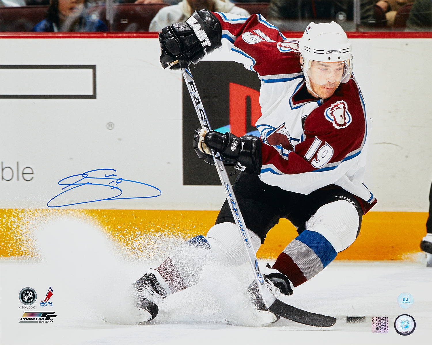 Joe Sakic Signed Colorado Avalanche Ice Spray 16x20 Photo