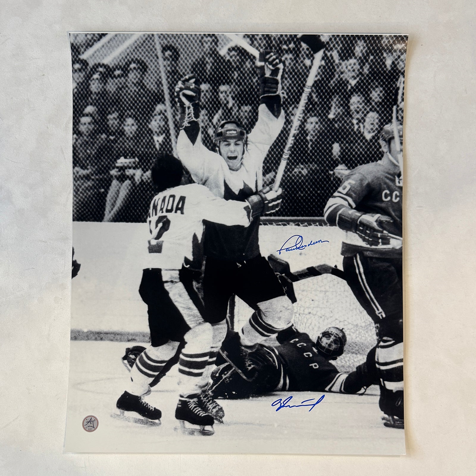 Paul Henderson & Vlad Tretiak Dual Signed 1972 Summit Series Winning Goal 16x20 Photo