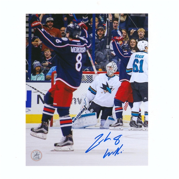 Zach Werenski Autographed Columbus Blue Jackets 1st NHL Goal 8x10 Photo