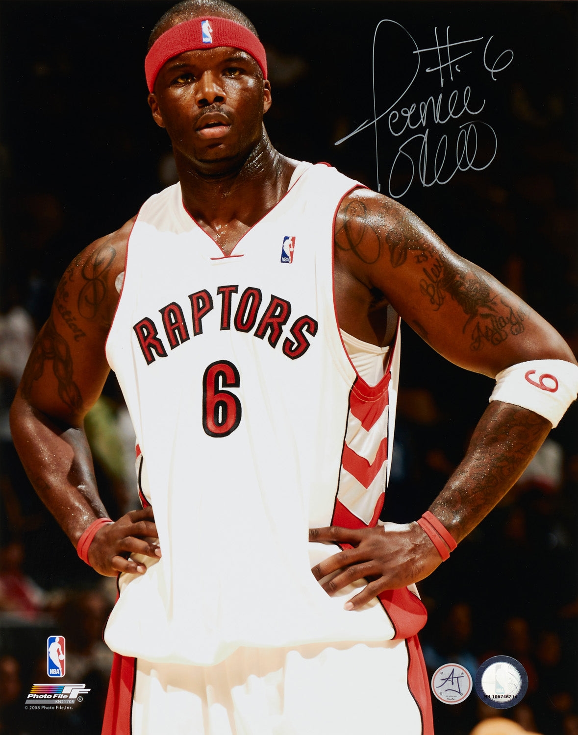 Jermaine ONeal Signed Toronto Raptors Basketball 11x14 Photo