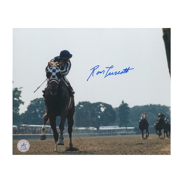 Ron Turcotte Autographed Secretariat Belmont Stakes Triple Crown 8x10 Photo