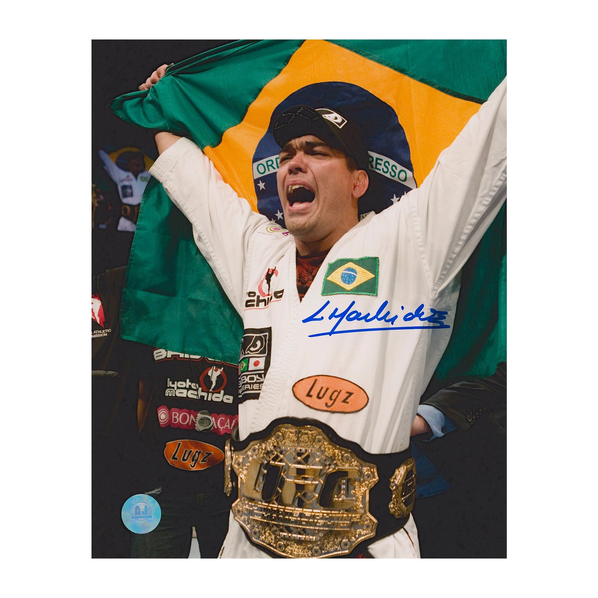 Lyoto Machida Autographed UFC Championship Belt 8x10 Photo