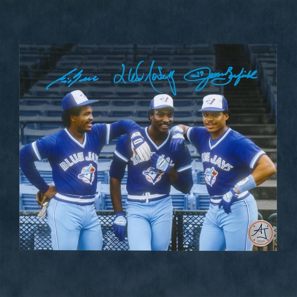 George Bell & Lloyd Moseby & Jesse Barfield Signed Toronto Blue Jays 8x10 Photo