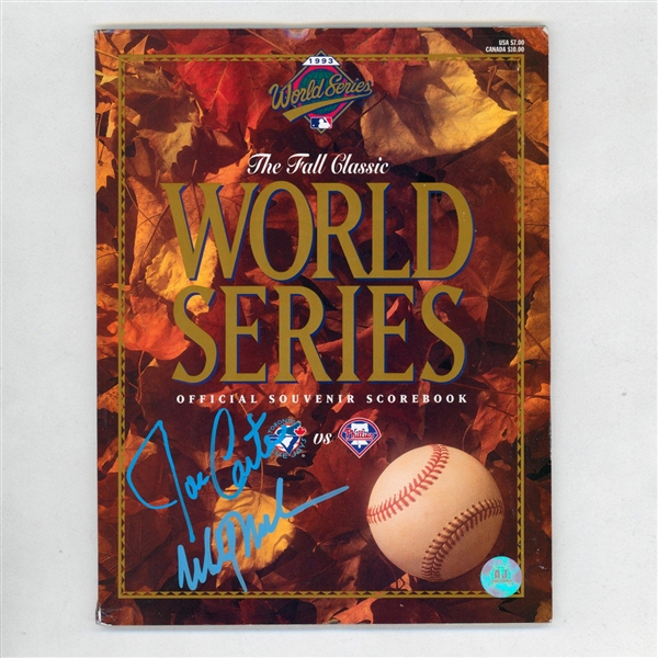 Joe Carter & Mitch Williams Dual Signed 1993 World Series Official Program