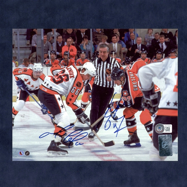 Wayne Gretzky & Mario Lemieux Dual Signed All-Star Game Face-Off 8x10 Photo