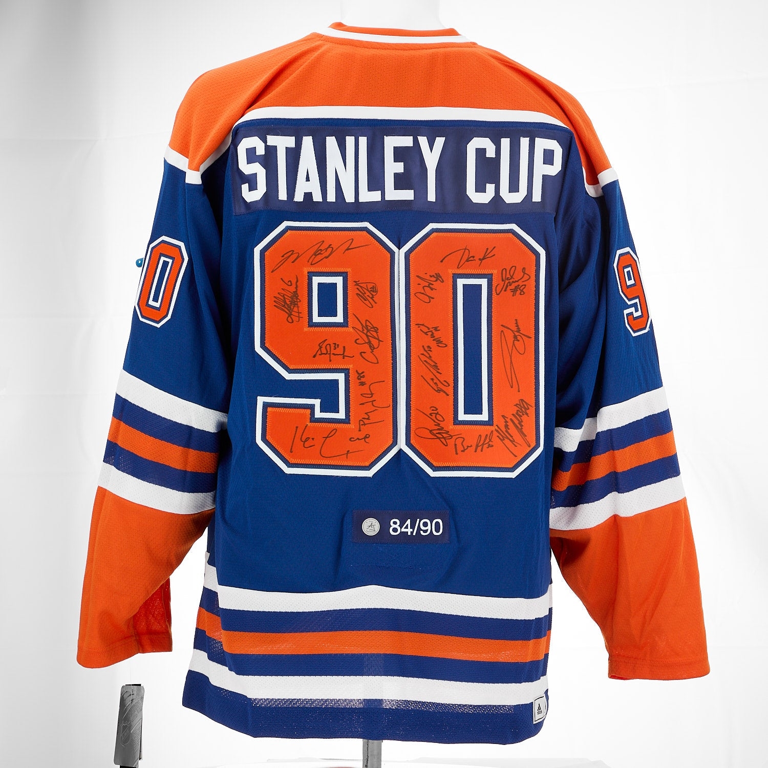 Edmonton Oilers Team Signed 1990 Stanley Cup adidas Jersey #84/90