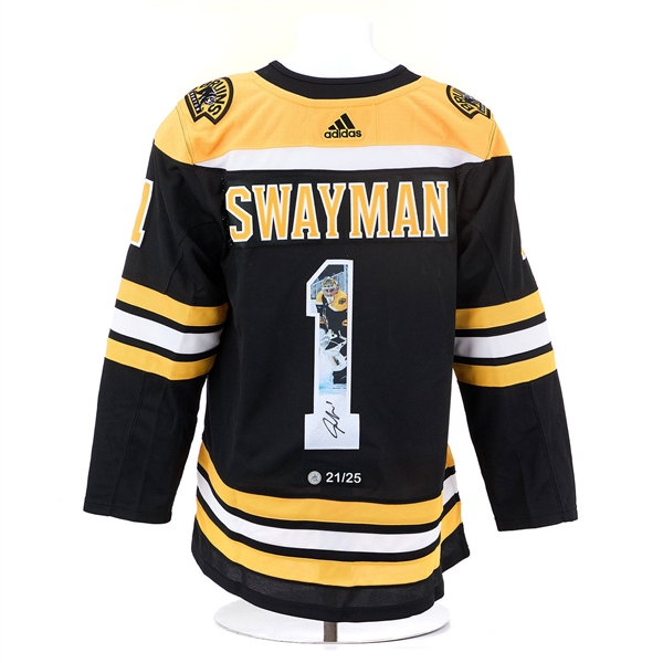 Jeremy Swayman Signed Boston Bruins Graphic Art adidas Jersey #21/25