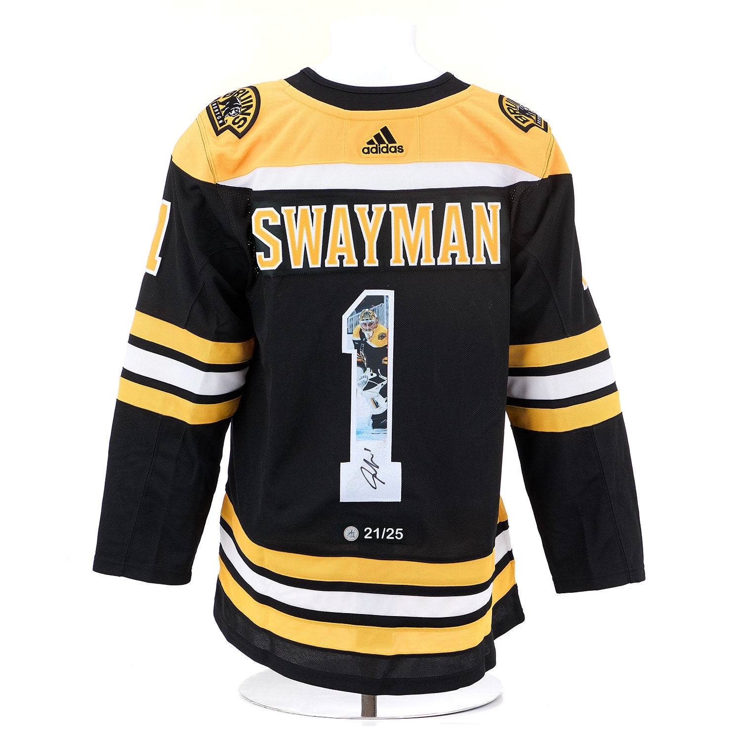 Jeremy Swayman Signed Boston Bruins Graphic Art adidas Jersey #21/25