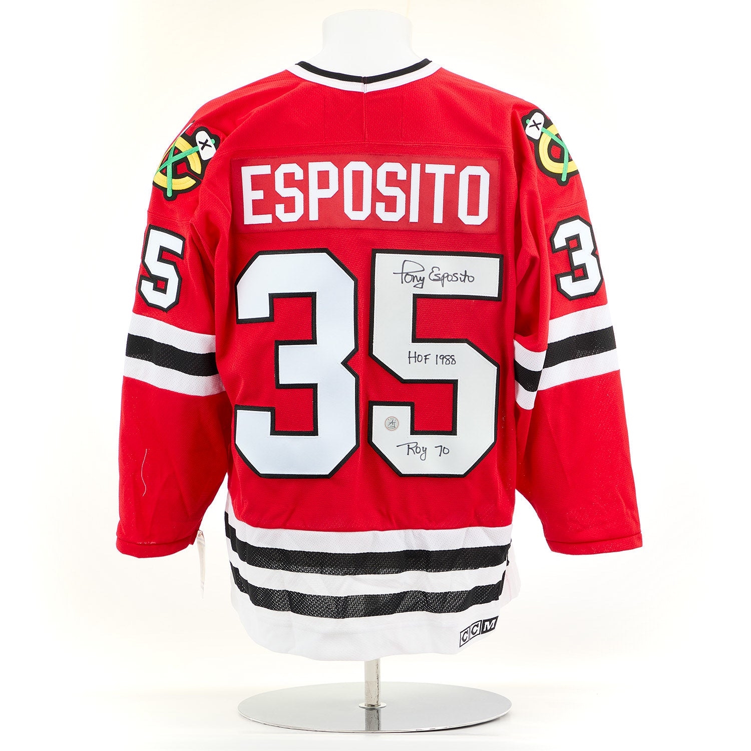 Tony Esposito Signed & Inscribed Chicago Blackhawks Vintage CCM Jersey