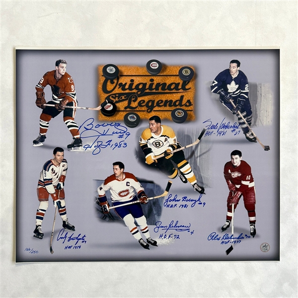 Original Six Legends Signed and Inscribed Hockey Collage 16x20 Photo #166/250