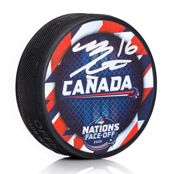 Mitch Marner Signed Team Canada NHL 4 Nations Face-Off Hockey Puck