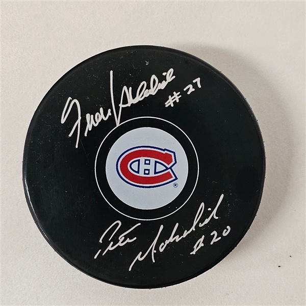 Frank Mahovlich & Peter Mahovlich Dual Signed Montreal Canadiens Hockey Puck