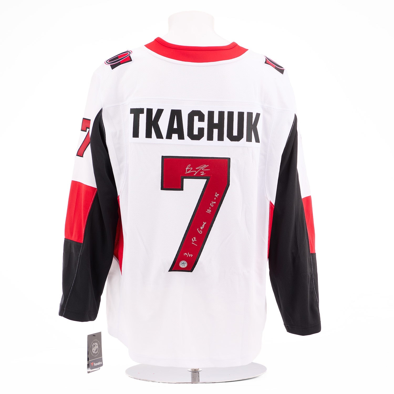 Brady Tkachuk Ottawa Senators Signed & Dated 1st Game Fanatics Jersey #13/77