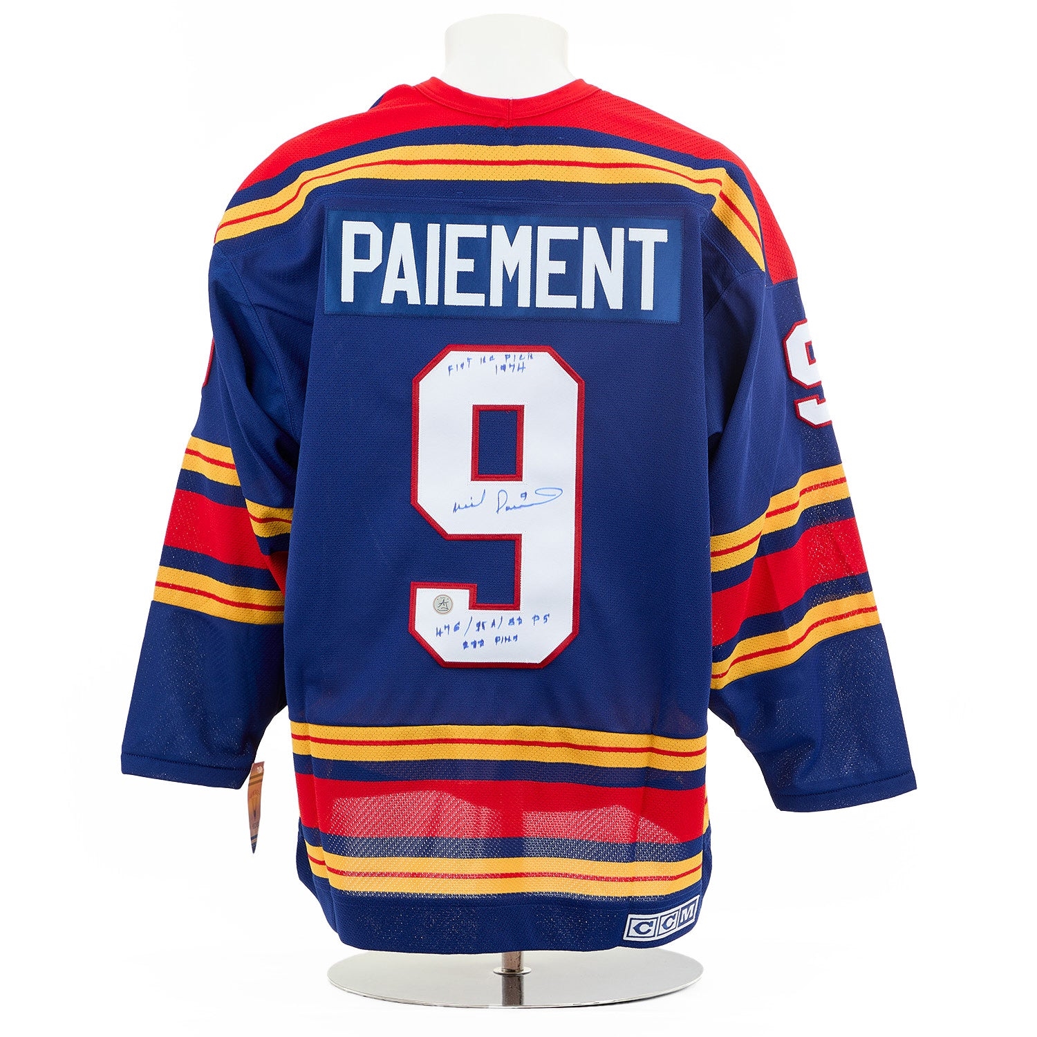 Wilf Paiement Signed & Inscribed Kansas City Scouts Vintage CCM Jersey