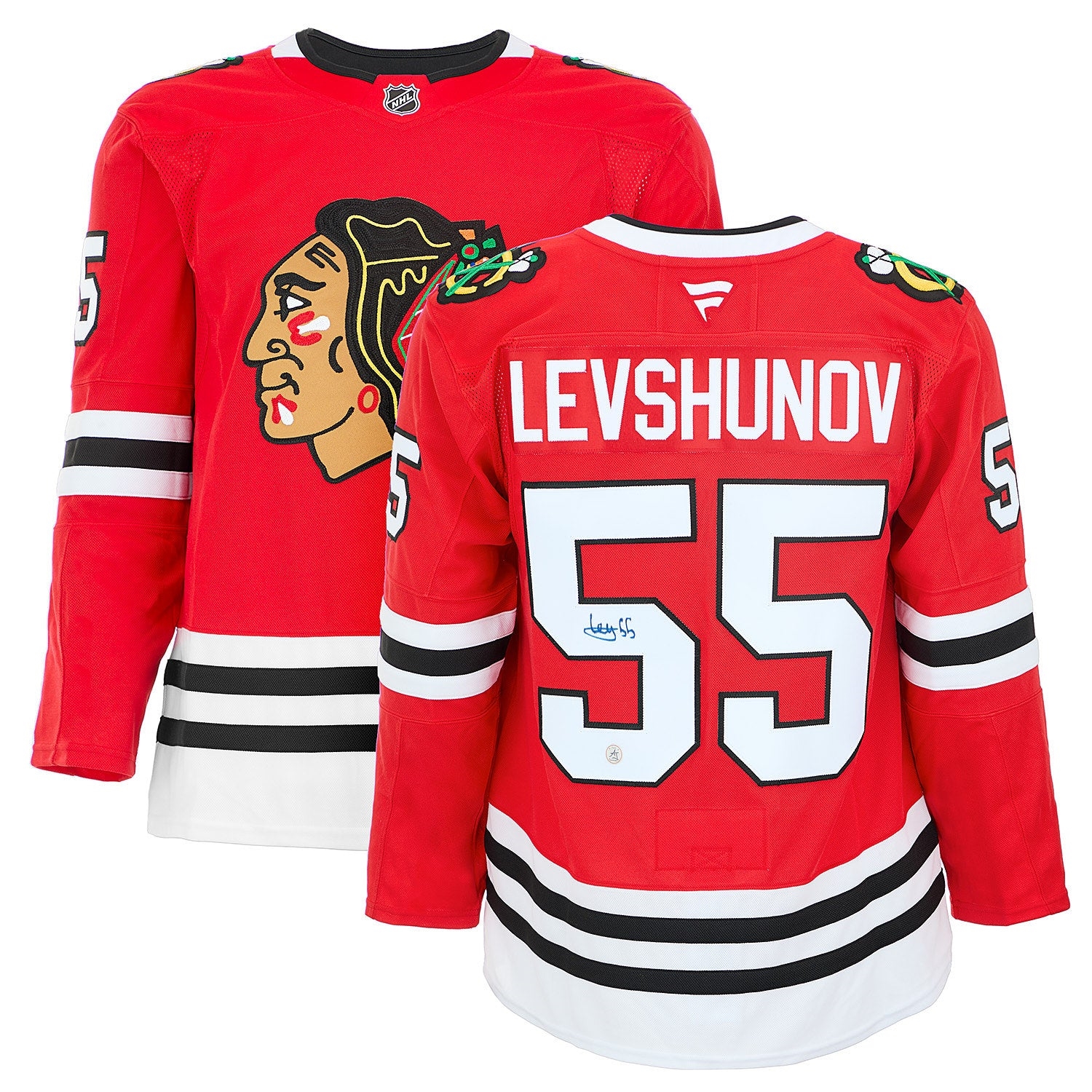 Artyom Levshunov Signed Chicago Blackhawks Fanatics Premium Jersey