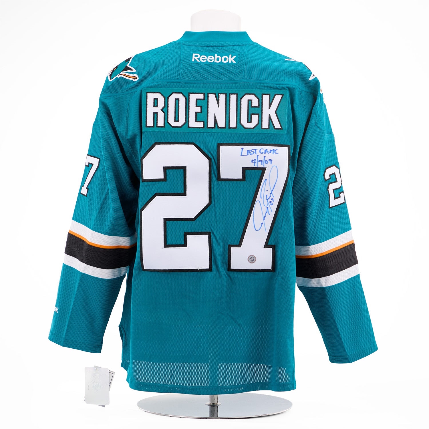 Jeremy Roenick San Jose Sharks Signed & Dated Final Game Vintage Reebok Jersey